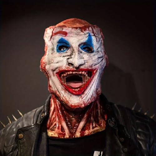 GlowHome Halloween Skull Mask With Moving Jaw - Scary Full Head Skeleton, Double Layer Ripped Latex Horror for Cosplay Masquerade Costume Props, Party Accessory Decorations