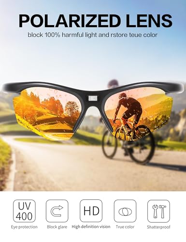 Image of BIRCEN Mens Polarized Sunglasses for Sports: TR90 Lightweight Sun Glasses Wrap Around Shades for Fishing Driving Cycling