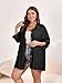 SCOMCHIC Women Plus Size Button Down Shirts Long Roll Up Sleeve V Neck Collared Casual Blouses Oversized Shirt Tops Black