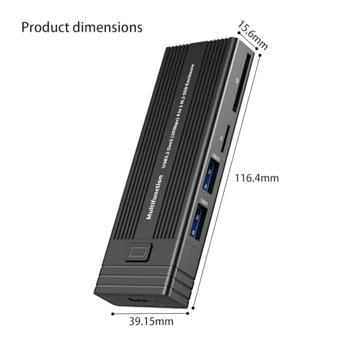 Carcasa de Aluminio para Disco con Adaptador USB C y Lector SD miniatura 3