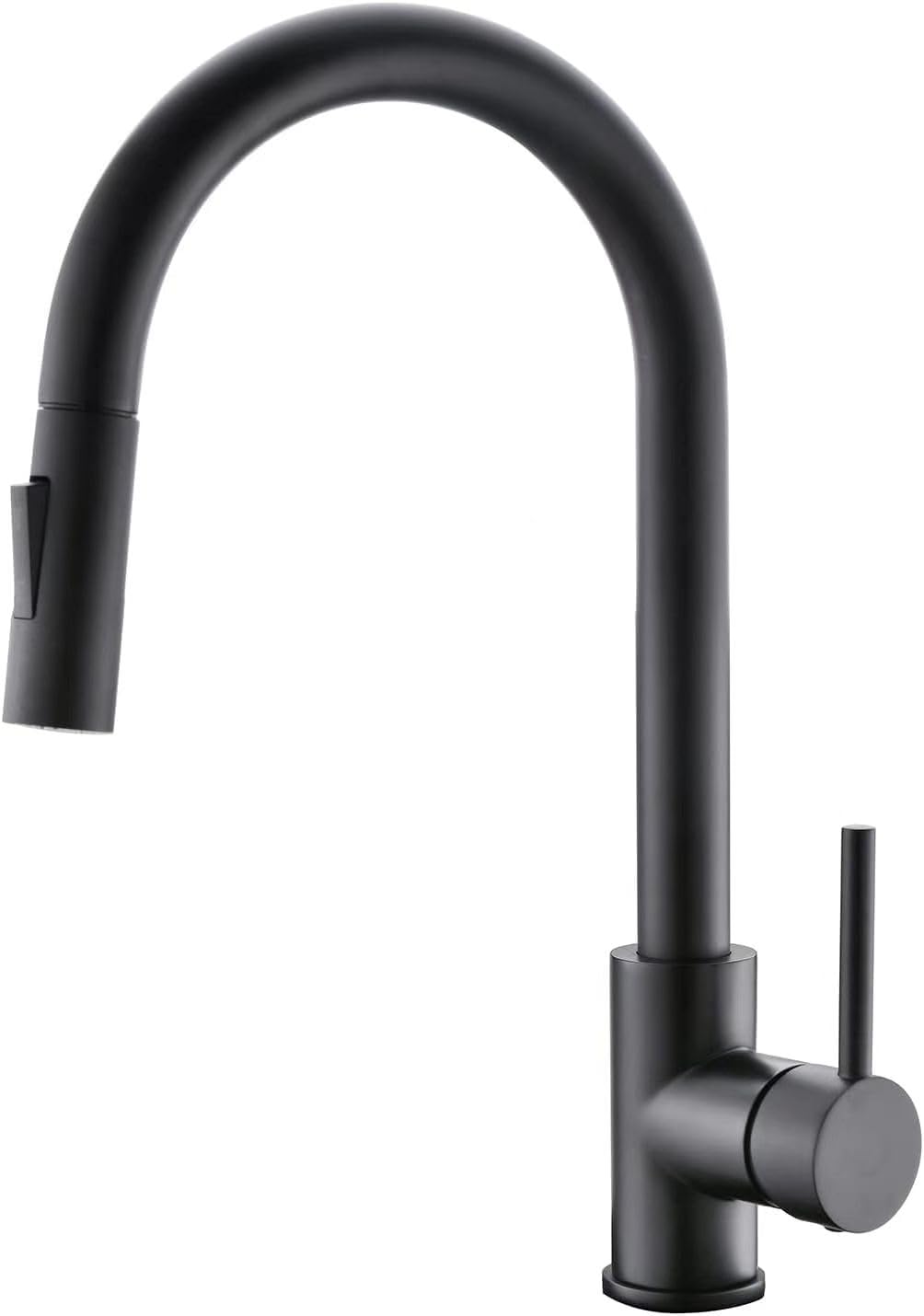 Robinet de cuisine noir au design épuré avec douchette en acier brossé