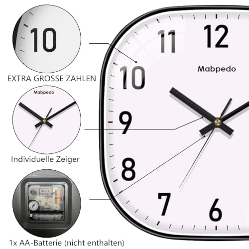 Image of Small Wall Clock, 8 Inch Silent Non Ticking Battery Operated Clock, Square Analog Decorative Wall Clocks for Bedroom Living Room Office Home Gym Porch Decor Indoor Outdoor Clocks, Black