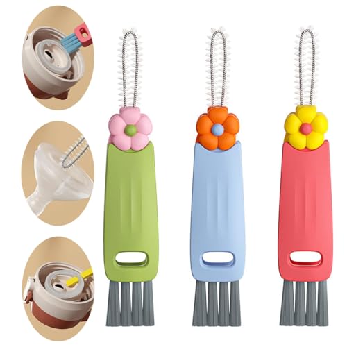 3 in 1 Cup Lid Cleaning Brush, Multifunctional Portable Cup
