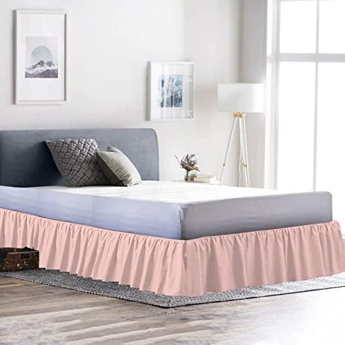 Fabricom Blush Bed Skirt Full Size Ruffled Bed Skirt with Split Corners, Full Bed Skirt 12 Inch Drop, 1000 Thread Counts, 100% Egyptian Cotton.
