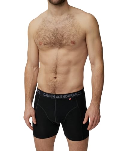 DANISH ENDURANCE men's boxer shorts made of merino wool black melange L