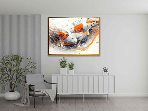 Décoration intérieure zen avec cette affiche carpes koï pour mur de salon - 3
