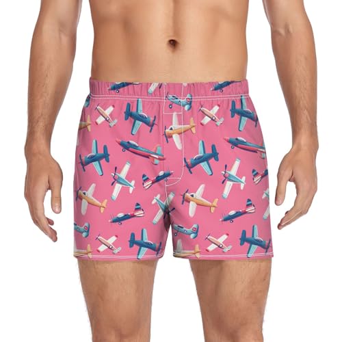 ALAZA Airplane Funny Men's Boxer Cotton Shorts Briefs Underwear Soft Breathable Button S-XXL