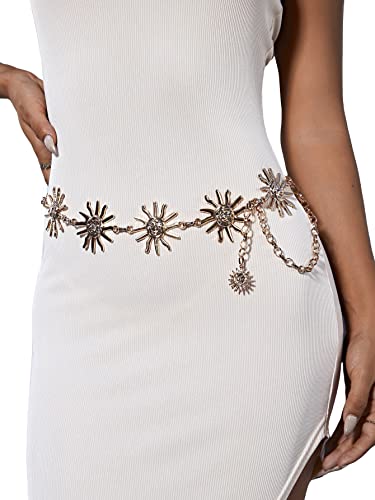 Floerns Women's Textured Geo Adjustable Metal Chain Belt For Jeans Dresses Gold One Size #TOP1
