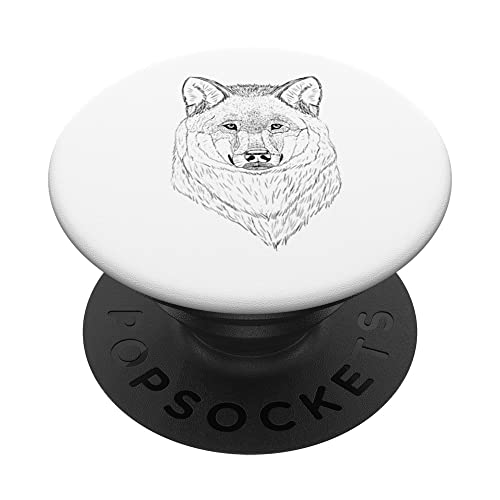Wolf - Lobos norteamericanos grises negro realista línea arte PopSockets PopGrip Intercambiable
