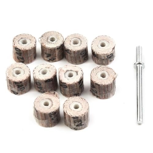 NiuLumea Set di 10 mole lamellari per lucidatura, disegno e rifilatura del metallo, gambo da 3 mm, diametro esterno 10 mm, grana 80 C600 (80/120/180/240/320/400/600)
