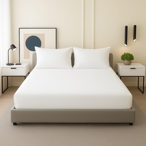 Rajlinen Juego de sábanas olímpicas tamaño Queen de 3 piezas, 1 sábana bajera, 2 fundas de almohada, microfibra ultrasuave de 1800 hilos, 3 piezas, fácil ajuste, para colchones de hasta 15 pulgadas