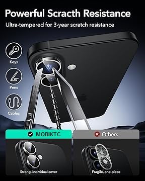 Image of SafeCase for iPhone 16|iPhone 16 Plus Camera Lens Protector[Pack Of 2-BLACK Metal Aluminum Alloy Tempered Glass Cover Camera Screen Protector Accessories, Case Friendly for iPhone 16 /16 Plus 2024