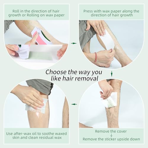 Roller Waxing Kit for Sensitive Skin Aloe roll on wax cartridge warmer for arms legs and larger areas of the body hair removal at home waxing kit for women and men