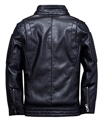 TLAENSON Boys Black Leather Jacket Studded Motorcycle Faux Leather Coat2