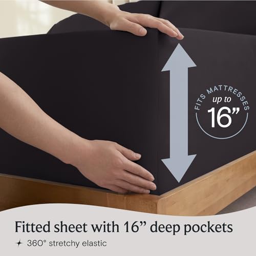 Image of LuxClub 3 PC Sheet Bed Sheets Deep Pockets 18 inch Eco Friendly Wrinkle Free-Kids-Fitted Sheets Machine Washable Hotel Bedding Silky Soft - Black Twin