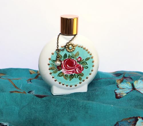 Elegant Hand-Painted Glass Perfume Bottle with Romantic Rose Design for Shabby Chic Home Decor - Image 5