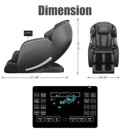 Real Relax 2025 Massage Chair Full Body, Zero Gravity SL-Track Shiatsu Massage Recliner with Heat, APP Control, Child Lock, Body Scan Bluetooth Foot Roller, Favor 06, All Black - Image 4
