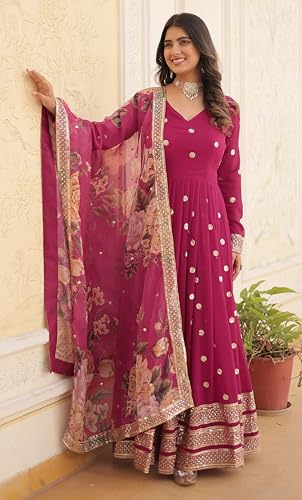Image of Fashion Basket Georgette Embroidered Anarkali Kurta Set for Women