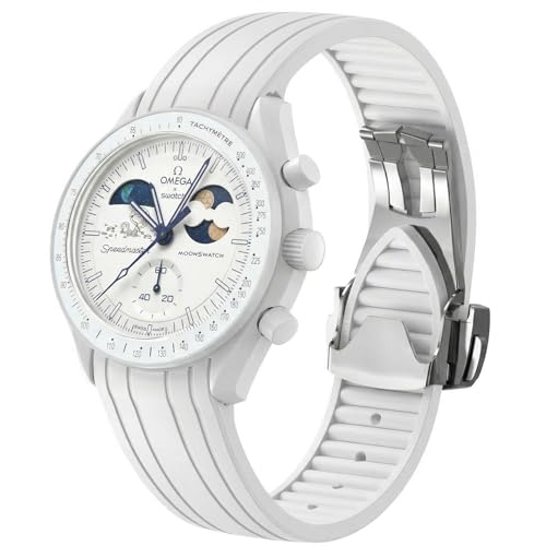 REBANDACE Omega(�I���K) x Swatch MoonSwatch Watch 20mm�p�X�g���b�v �܂肽���ݎ��o�b�N�� �}�b�g�d�グ�o���h Omega�X�E�H�b�` Moonswatch Speedmaster�Ή� �J�[�u�������Ԃ̂Ȃ������p