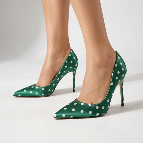 Image of Eldof Women's Classic Dress Pumps Shoes, Sexy Pointed Toe 4 inch Stiletto High Heels, Office Formal Slip On Size 5-13