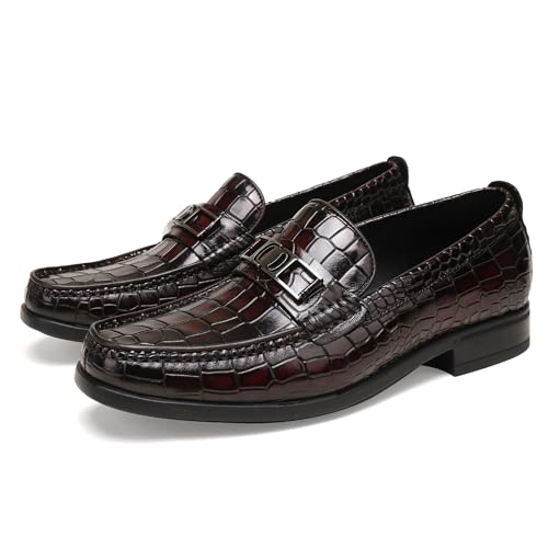 Mens Loafers Slip On,Crocodile Pattern Leather Dress Shoes Formal Shoes for Men2