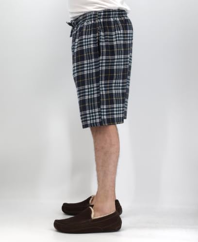 Image of Andrew Scott Men's Cotton Flannel Knee Length Shorts | Drawstring & Pockets Boxer Sleep Shorts | Multi Packs & Colors
