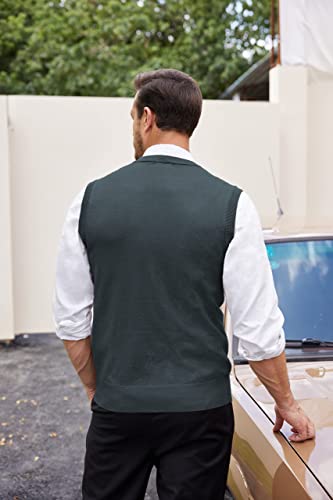 COOFANDY Herren Strickweste V-Neck Pullunder Ärmellose Pullover Business Pullunder Regular Fit Männer Pullover Vest Herrenpullunder Winter Sweater Vest Dunkelgrau XXL