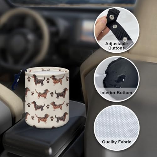 Image of Dachshund Paws Cute Car Trash Can Garbage Bin Universal Hanging Cars Garbage Can Cars Interior Accessories Fit Most Vehicle SUV Truck