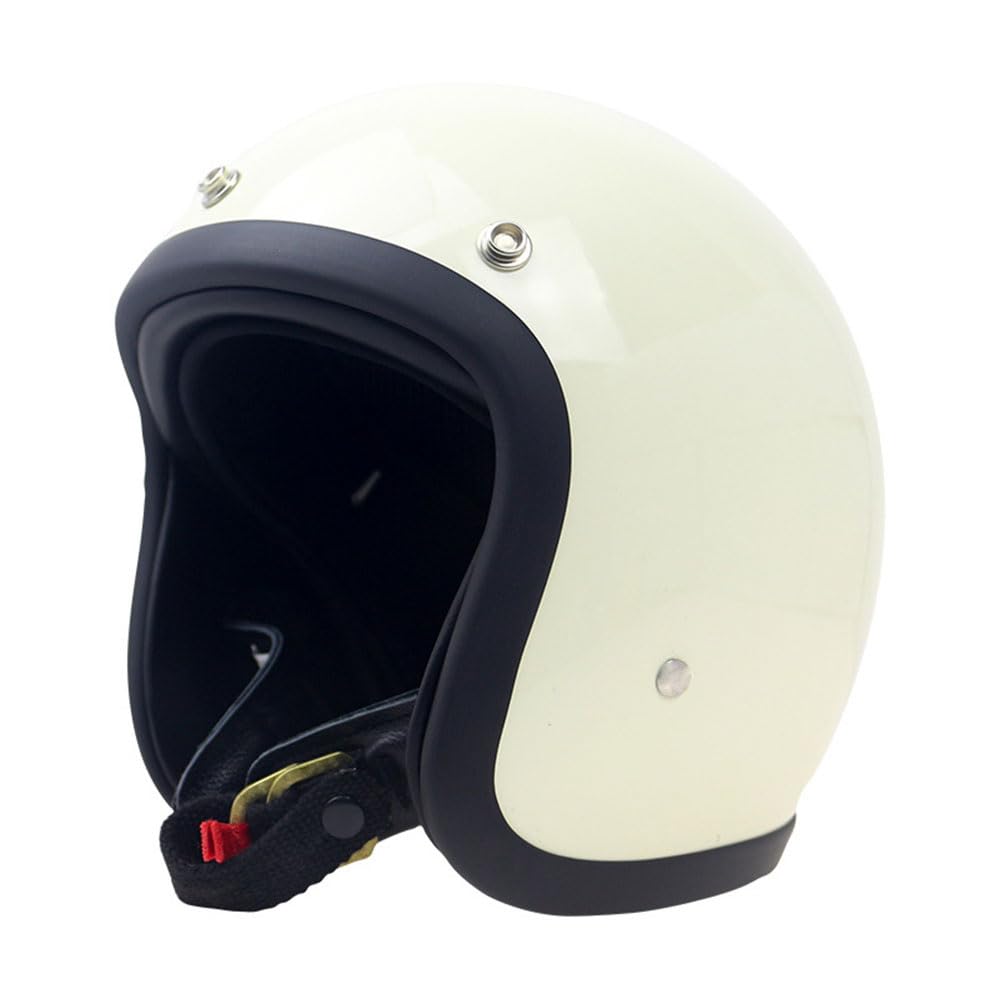 GJH Open Face Motorcycle Helmet Jet Cafe Recer 500TX Style Unisex Helmet 3/4 Chopper Bobber Helmet Japan Technology Handmade 3 Quarter Motorcycle Helmet Dot Approved(White-XXL)