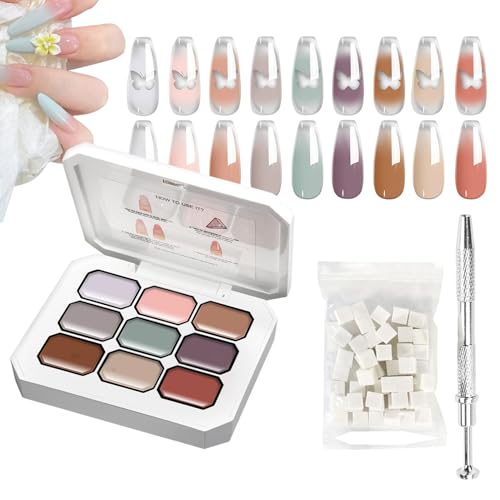 Teksome Esmalte De Uñas En Gel | Paleta De 9 Colores Para Mujer Con Esponjas Y Separador Metálico | Barniz Degradado Duradero Con Esponjas Para Uñas, Para Viajes, Bodas, Salón En Casa Y Ocasiones
