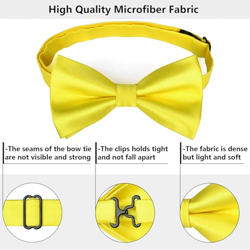 Image of HISDERN Bow Ties for Men Solid Color Pre-Tie Bow Tie and Pocket Square Set Classic Formal Tuxedo Bowties for Wedding Party
