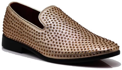 Image of SPK26 Men's Vintage Velvet Rhinestone Designer Dress Loafers Slip On Shoes Classic Tuxedo Dress Shoes