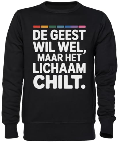 Sweat-Shirt Jersey Unisexe Homme Femme De Geest Wil WEL Noir Style Casual