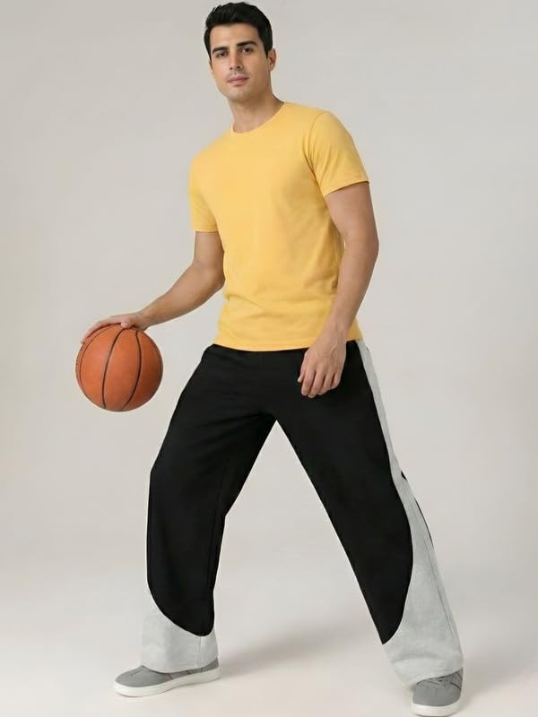 Image of Men's Plain Loose Fit Trouser | Polycotton Joggers with Elastic Waistband & Side Pockets | Comfortable Gym, Running & Casual Wear Lower