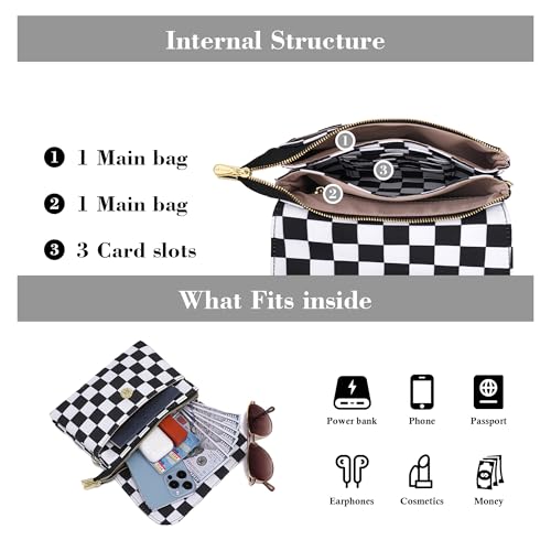NEICOA Nylon Checkered Crossbody Bag with Adjustable Strap Cell Phone Purse Small Crossbody Purses for Women4