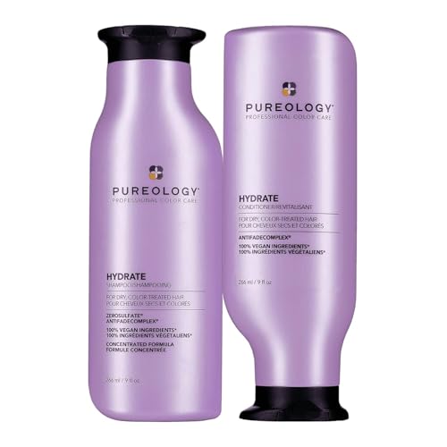 Pureology Hydrate, Moisturising Shampoo and Conditioner Set, For Medium to Thick Dry, Colour Treated Hair, Vegan Formulas Formulas, Sulphate Free for a Gentle Cleanse