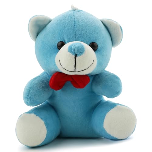 Image of Soft Blue Teddy Plush Toy for Kids Stuffed Soft Toy with Cute Hug-Friendly Plush for Babies, Toddlers & Children Safe, Lightweight & Easy to Clean(25CM)