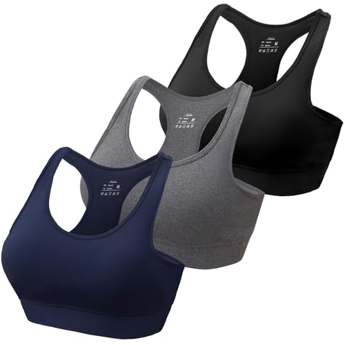HBselect 3stk Sport BH Yoga Bustier Damen Bralette Nathloser mit Polstern Sportbekleidung Baumwolle ohne Bügel atmungsaktiv Joggen Yoga Jumping Fitness