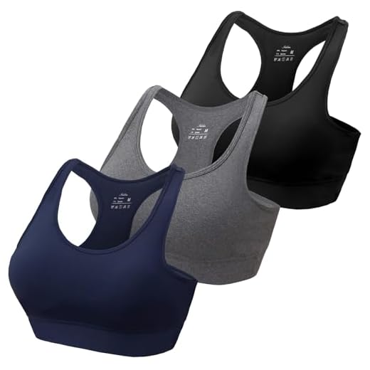 HBselect 3stk Sport BH Bustier Damen Bralette Nathloser mit Polstern Sportbekleidung Baumwolle ohne Bügel atmungsaktiv Joggen Yoga Jumping Fitness