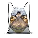 Mochila con Cordón El Louvre En París Saco De Gimnasio Ajustable Gran Capacidad Mochila para Estudiantes, para Deporte, Playa, Niñas, 36x42cm