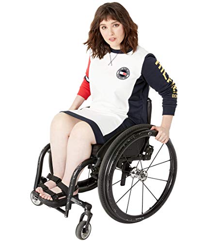 Tommy Hilfiger Women's Adaptive Long Sleeve Dress with Velcro Brand Closure at Shoulders, White/Red/Navy, X Small