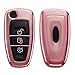 Produktbild kwmobile Autoschlüssel Hülle kompatibel mit Ford 3-Tasten Klapp Autoschlüssel - Schlüsselhülle Silikon Cover - Hochglanz Rosegold