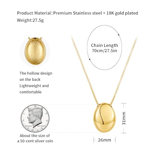 ADAJURI Pebble Pendant Larait Necklace For Women | Waterproof Dainty Matinee Small Waterdrop Pullable Pendant Necklace | Adjustable Long Tassel Sweater Chain Necklace | Chunky Smooth Pendant Jewelry2