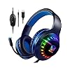 Pacrate RGB Gaming Headset for PS5/PS4/Xbox One/Nintendo Switch/PC/Mac, PS4 Headset with Microphone Xbox Headsets with LED Lights, Noise Cancelling PS5 Headsets for Kids Adults