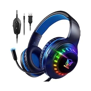 Pacrate RGB Gaming Headset for PS5/PS4/Xbox One/Nintendo Switch/PC/Mac, PS4 Headset with Microphone Xbox Headsets with LED Lights, Noise Cancelling PS5 Headsets for Kids Adults