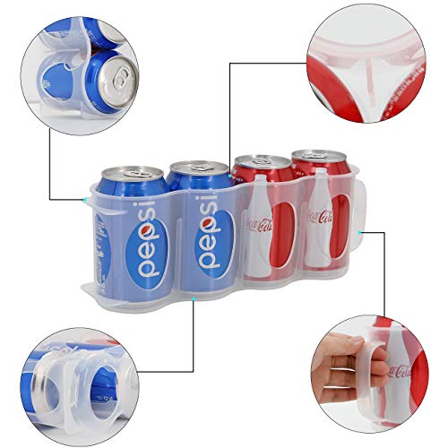 ChasBete-Portable-Soda-Can-Organizer-for-Refrigerator-Shelf-Beer-Can-Holder-Fridge-Storage-Sliding-Rack-Clear-Plastic-2-Pack