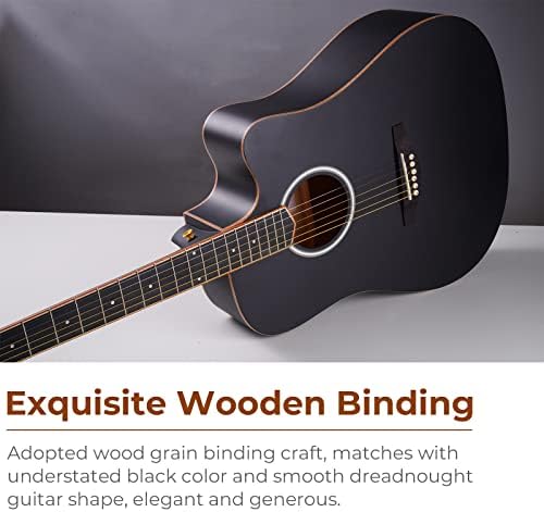Vangoa Electric Acoustic Guitar 41 Inches 4 Band EQ Cutaway Full Size Electro-acoustic Guitar 4/4 with Beginner Kits, Upgraded, Black