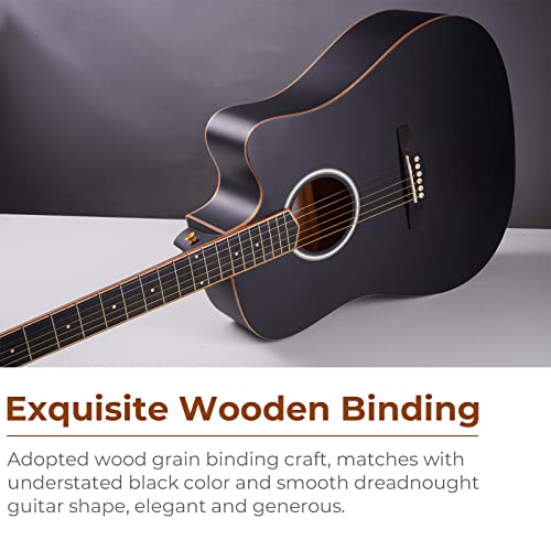 Vangoa 4/4 Guitare Électro-acoustique 41 pouces 4 Bandes EQ Pan Coupé Guitare Électrique Acoustique Adulte Pleine Taille avec Kits pour Débutants, Noir - Les Beatles, Paul McCartney, John Lennon, RIngo Starr, George Harrison Vangoa 4/4 Guitare Électro-acoustique 41 pouces 4 Bandes EQ Pan Coupé Guitare Électrique Acoustique Adulte Pleine Taille avec Kits pour Débutants, Noir – Image 3