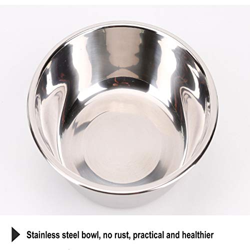 Tineer Double Pet Dog Slow Feeder Bowl,Stainless Steel Anti-Choke Puppy Food And Water Feeder For Dog Cats (White) #TOP3