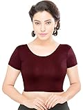 TMS Women's Blouses Readymade Gold Stretchable Saree Crop Top Choli Free Size (One Size (Can fit bust size 28'-38'), Maroon)